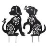 1/2Pcs Dog Stakes Metal Stakes Garden Insert Dog Sculpture Ornaments Metal Dog Shape Statue Silhouettes Dog Garden