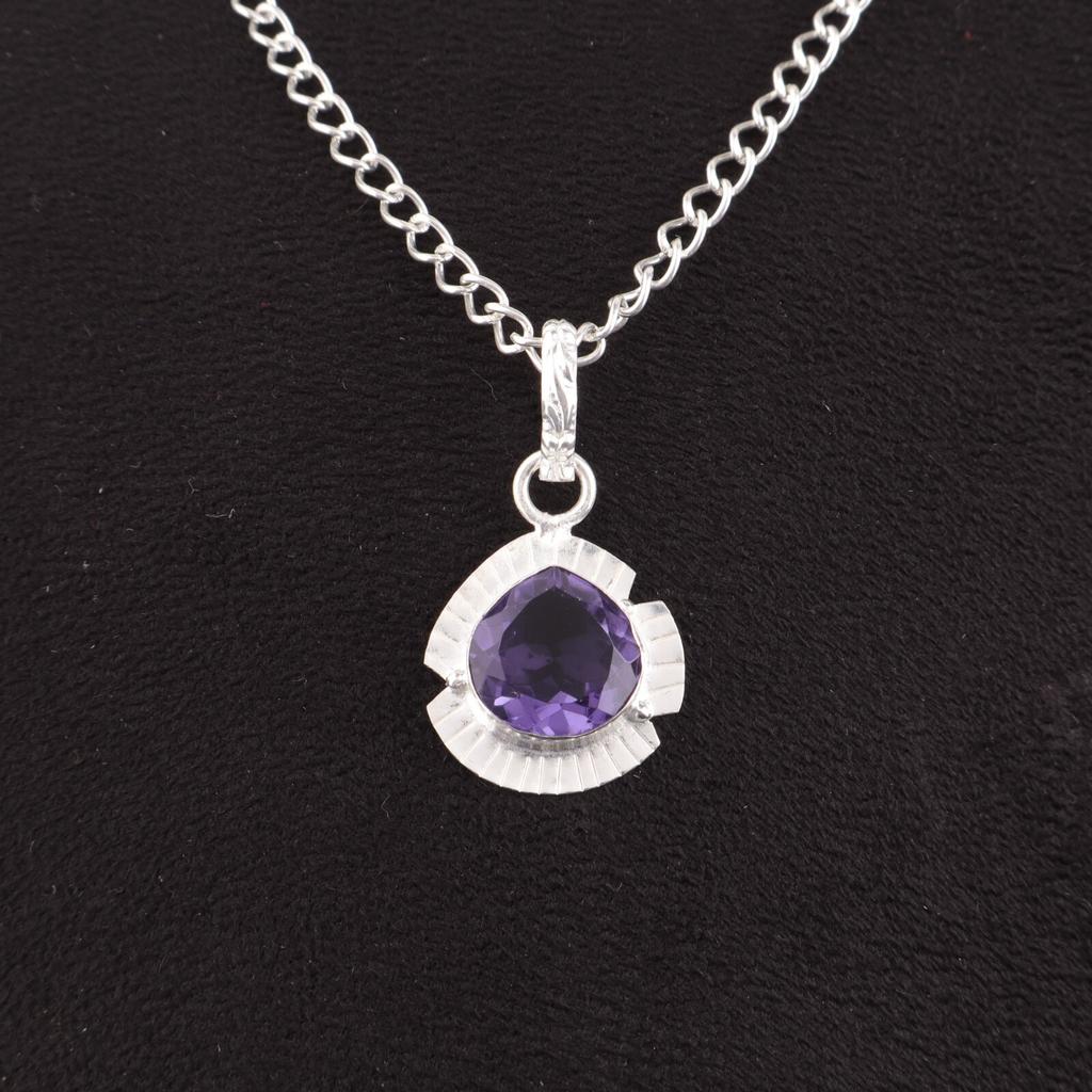 Heart Iolite Gemstone Sterling Silver Engagement Gift Ethnic Birthday Pendant PP-8-2
