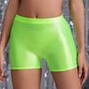 Pantaloncini sportivi attillati da donna, sexy, di media lunghezza, effetto lucido