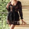 European and American women's perspective pajamas lace transparent mesh nightgown bride wedding sexy nightgown