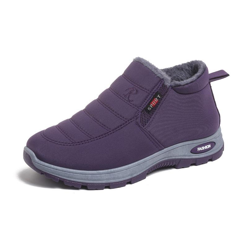 Women’s Fleece-Lined Snow Boots, Thickened Warm Slip-On Non-Slip Winter Cotton Shoes
