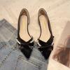 Xianfeng with skirt single shoes large size flat shoes spring and autumn pointed head shallow mouth pearl beanie shoes