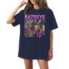 Damski casualowy modny top T-shirt z okrągłym dekoltem, krótkim rękawem i casualowym nadrukiem