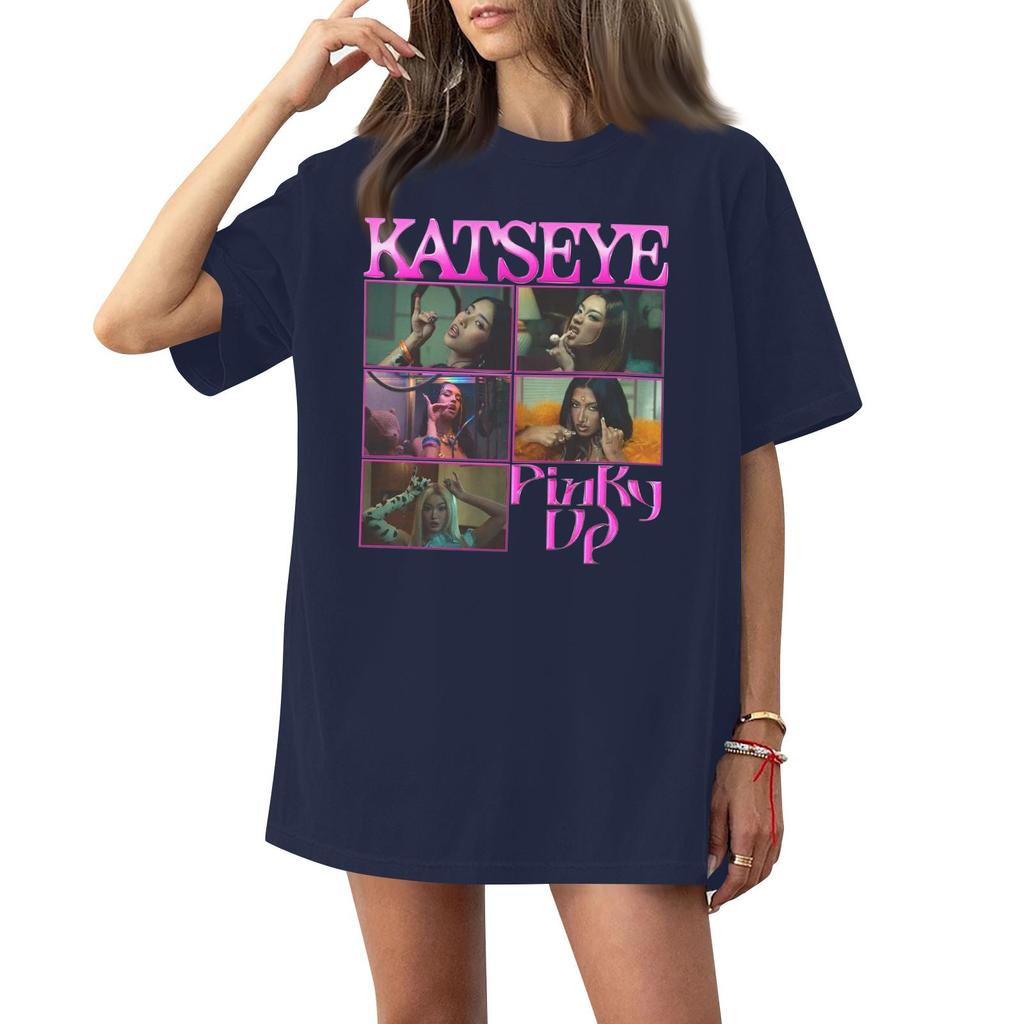 Damski casualowy modny top T-shirt z okrągłym dekoltem, krótkim rękawem i casualowym nadrukiem