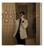 Men's High-End Black Casual Blazer - Korean Style with Shoulder Pads