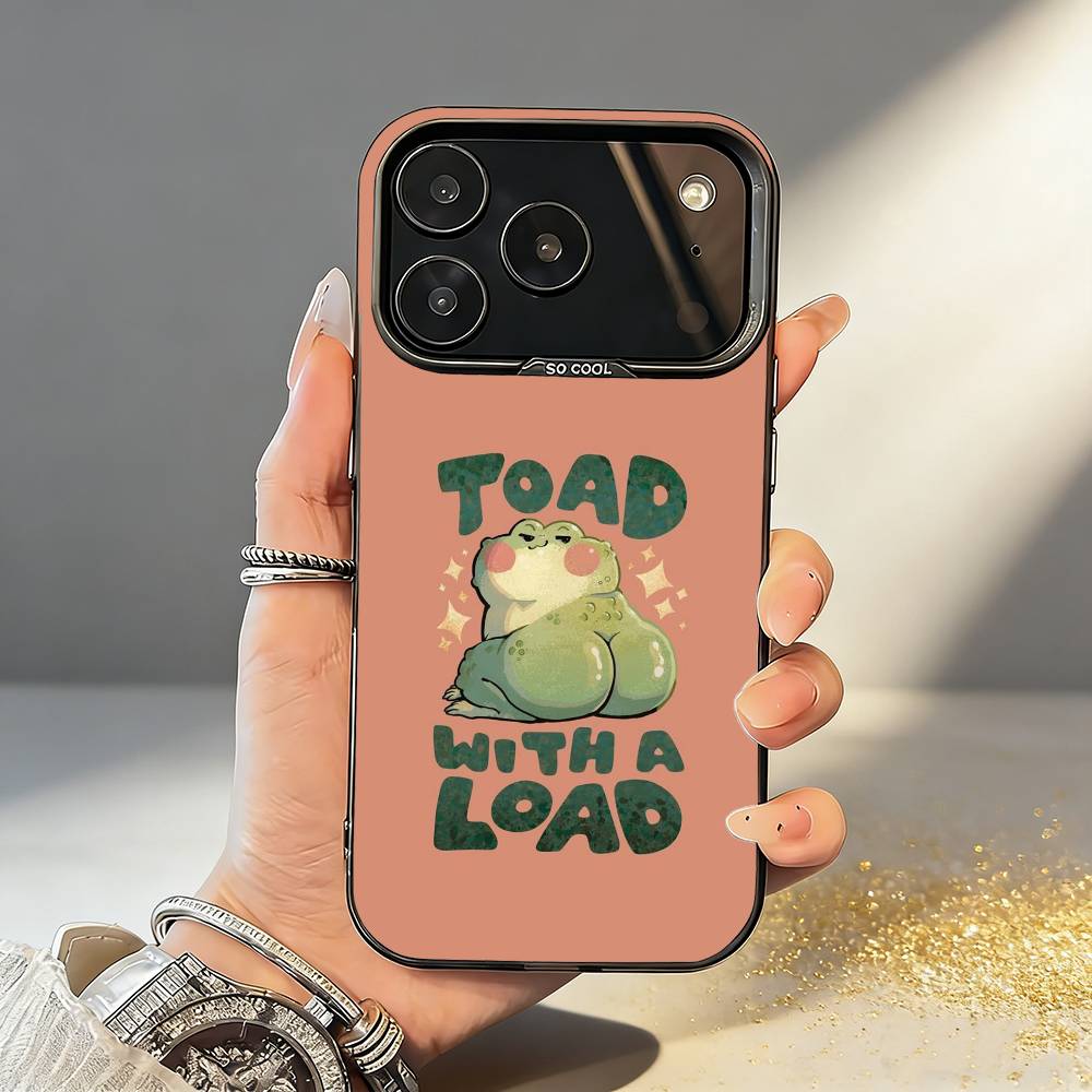 T-The Frog C-Cute Phone Case For iPhone17 16 15 14 13 12 Pro Max Grey Black Matte Laser Metallic Aurora Funda iPhone16e