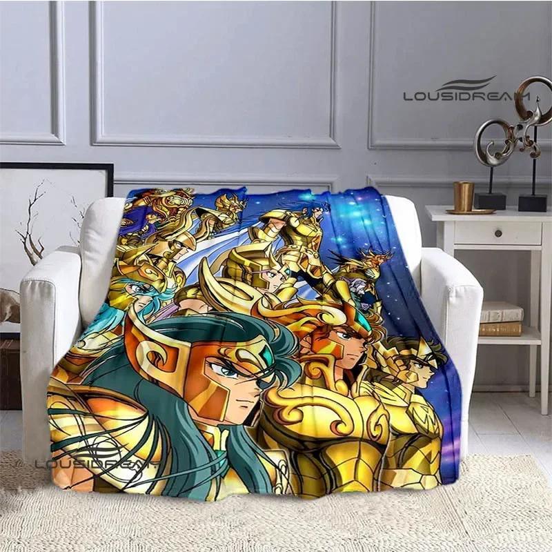 Knights of the Zodiac Cartoon Printed Throw Blanket Soft Flannel Warm Cozy Perfect for Home Travel Birthday Gift
