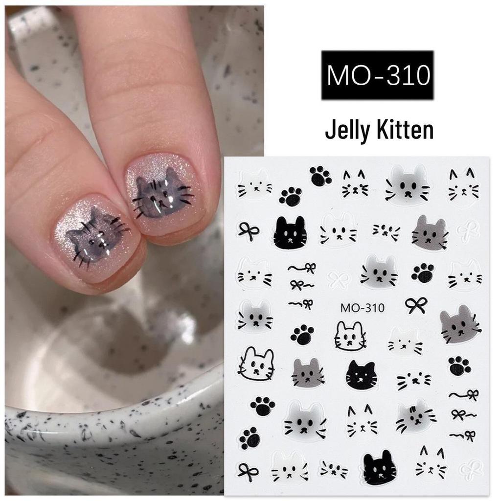 Cute Kitten Jelly Cat Paw Nail Stickers: Sweet & Fun Embossed DIY for Kids