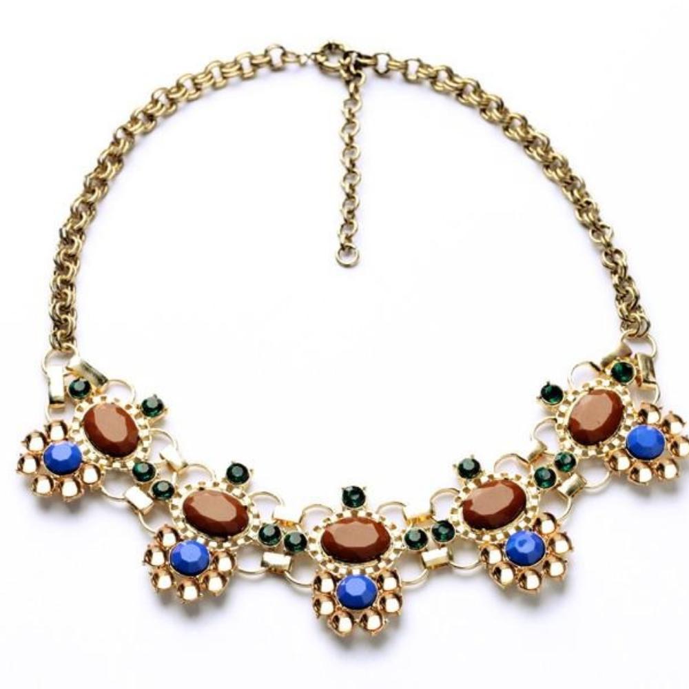 Exaggerated Statement Necklace For Women Bohemian Multicolor Stone Necklaces Big Discount Fashion Jewelry Clearance Sale