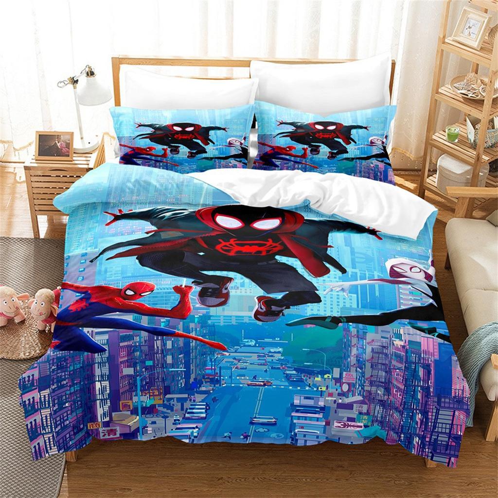 Spider Hero Man Anime Duvet Cover Set, Microfiber Duvet Cover Comforter Cover 2Pcs With Zipper Bedding Set For Boy'S Bedroom
