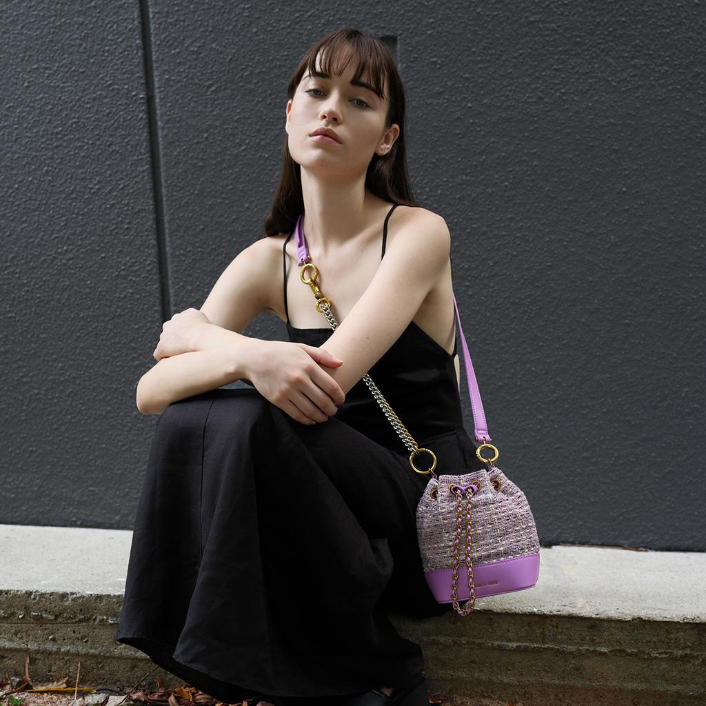 New CHARLES&KEITH Tweed Bucket Bags Shoulder Bag Crossbody Bag Regular Women's Multicolor CK2-10781873-1