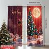 2pcs 2D Flat Printing Christmas Party Curtain Christmas Tree Santa Moon 100% Polyester Without Electricity Party Decorations for