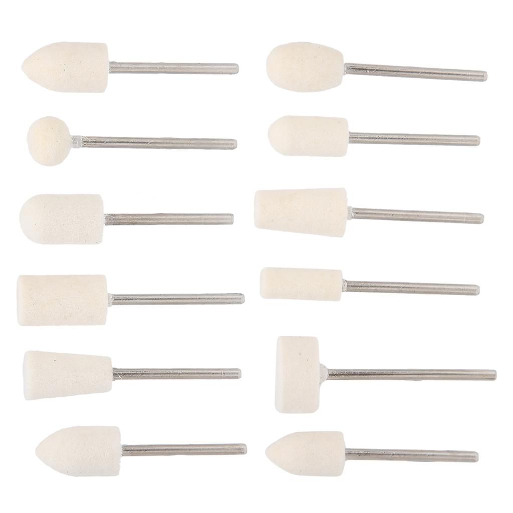 12 Stück Wollfilz Nagel Schleif Polierkopf Tragbares Nagelbohrer Bit Set Zubehör