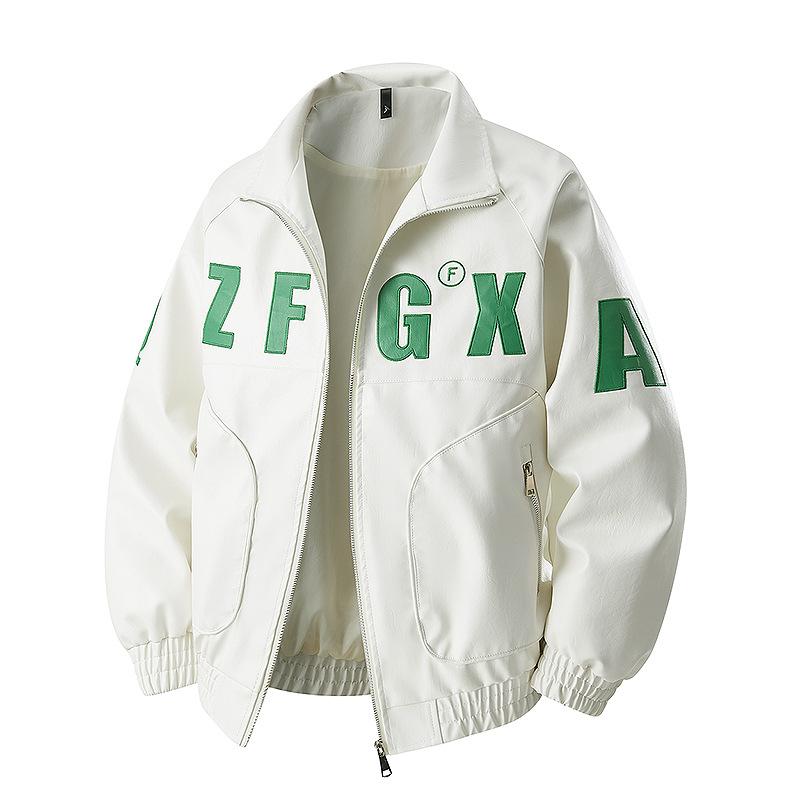 

Мужская кожаная куртка, Мужская свободная куртка, Весенне-осенний мотоциклетный костюм M белый