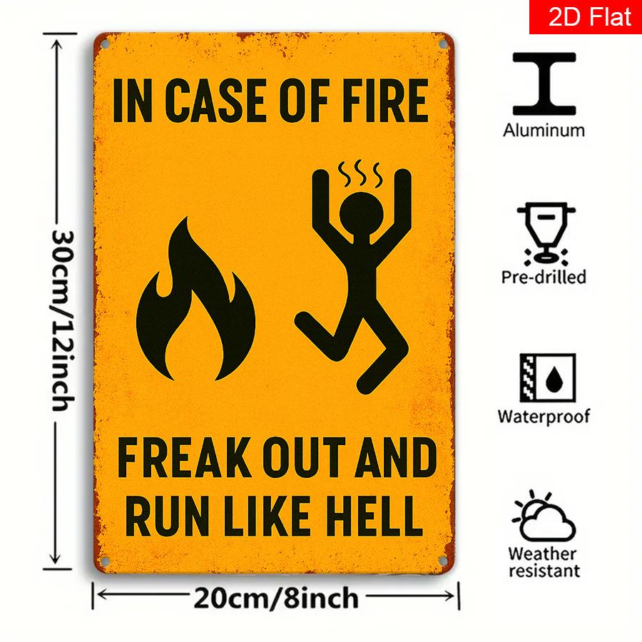 

Run Like Hell Escape Madness Vintage Metal Sign x Inch Yellow Black Flame Design Wall Decor for Home Bar Cafe Man Cave 20x30cm（7.8x11.8inch）