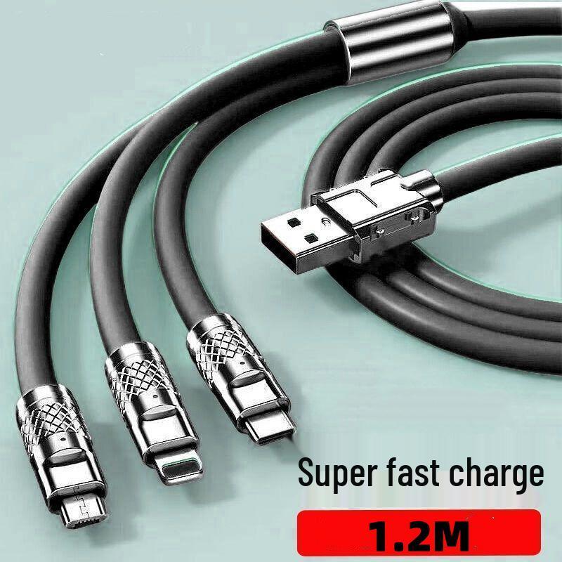 Bold 240W 3-in-1 Flash Charge Cable for Apple, Huawei, VIVO, OPPO - 6A Support