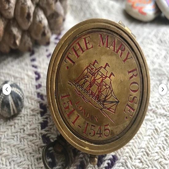 Handcrafted Brass Sundial  Navigation Tool Old World Timepiece Brass Pocket Compass Nautical Compass
