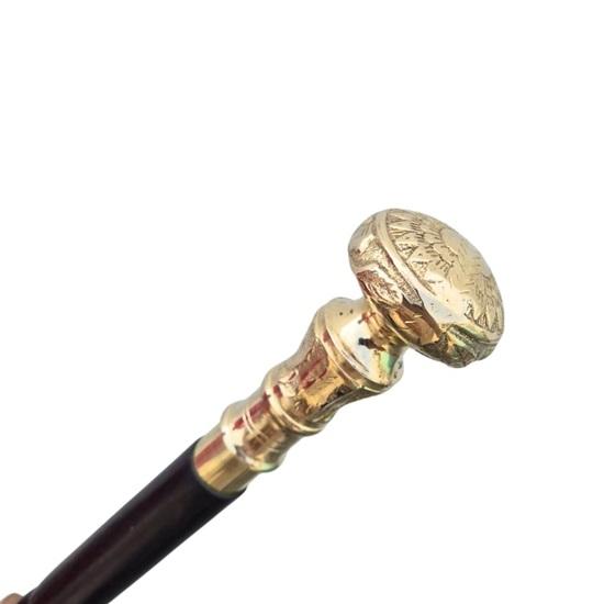 Bengala Elegante com Punho de Latão Bengala de Estilo para Homens Mulheres Bengala de Madeira Feita à Mão Presente