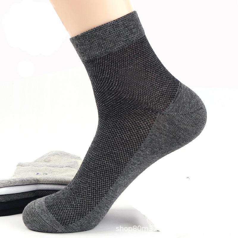 5 Pairs of Men Spring and Autumn Simple Business Perspiration Breathable Tube Socks