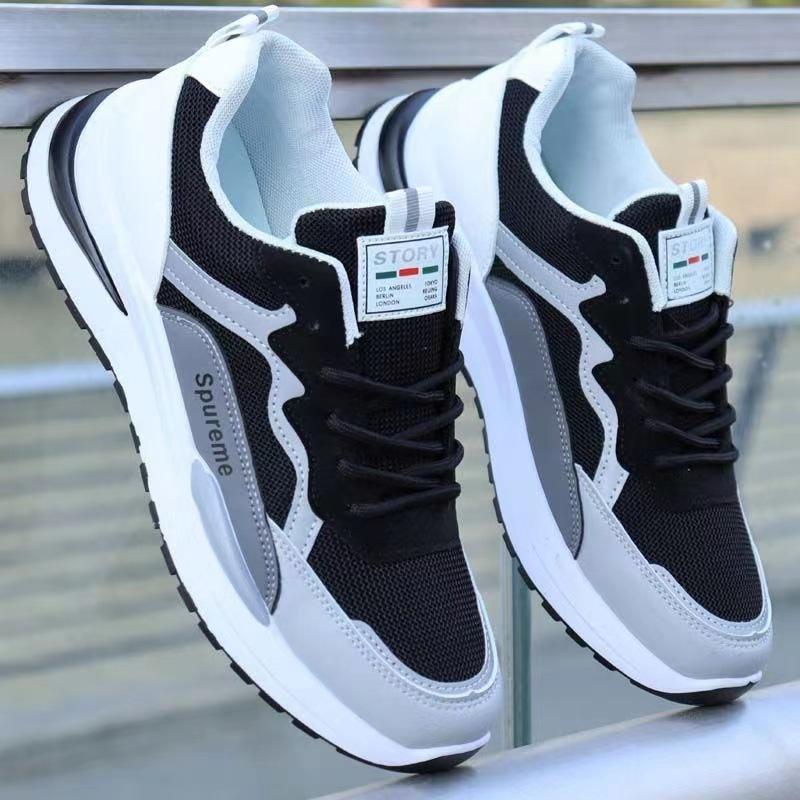 

[Automatic distribution] New men s shoes breathable mesh running shoes men s sports soft-soled casual trendy shoes dad shoes 44