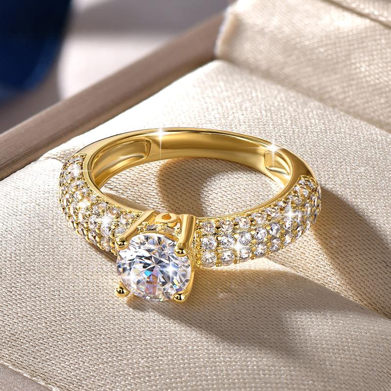 

Anziw 1.0CT 6.5mm Cubic Zirconia Ring for Women 14k Gold Filled Classic Engagement Wedding Promise Band Ring Finger Zircon Gift 5