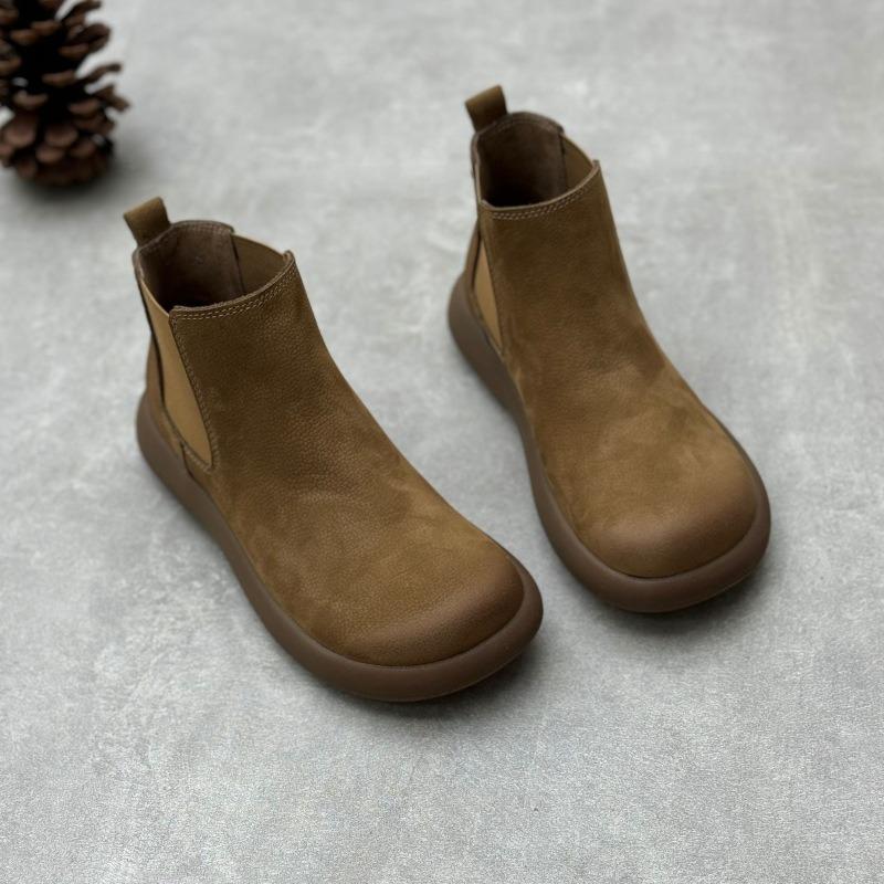 Women's Boots Female Mother Genuine Leather Shoes Platform Ankle Boots Chelsea Boots Autumn Winter Warm Plush Fur Ladies Shoes