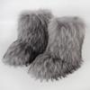 Flat heel high top warm winter furry boots deep mouth round head medium tube imitation fox fur snow boots women