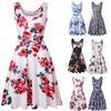 Women Casual Summer Beach Scoop Neck Sleeveless Soft Striped  A-Line Sun Dress