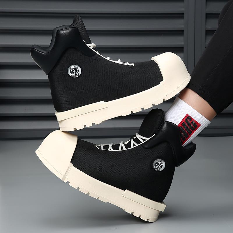 2024 nye Mickey sko med stort hode damepar stygge søte brødsko tykk såle ensfarget høy topp støvler sport og fritidssko