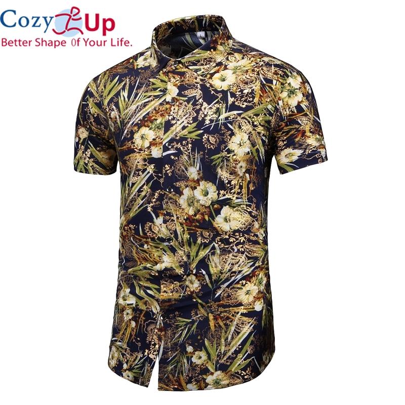 Cozy Up Flower Shirt Large Size Shirt, Beach Polyester Cotton Shirt, Stretch Short-sleeved Shirt