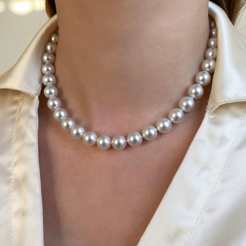 Искусственное голубая кровь австралийский белый жемчуг ожерелье женское холодное ощущение цветной серебристо-голубой свет ключичная шейная цепочка