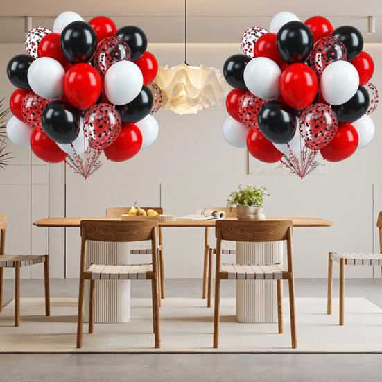 60 Stück Partyballons 12 Zoll Metallic Latex Konfetti Ballons mit Band für Geburtstagsparty Babyparty Hochzeitsdekoration