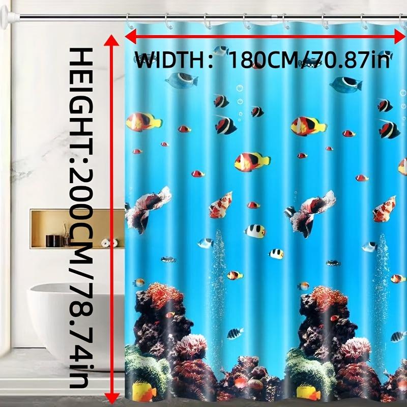 1Pc Shower Curtain - Vibrant Underwater Scene With Colorful Fish And Coral Reef Design Waterproof