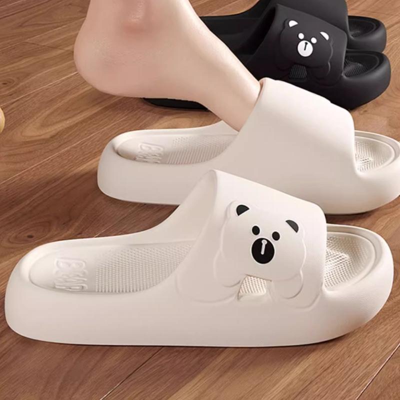 Fashion Cartoon Bear Women Slippers Couple Summer Cute Soft EVA Home Bathroom Non Slip Slippers Indoor Flat Flip-Flop Sandalias De Mujer