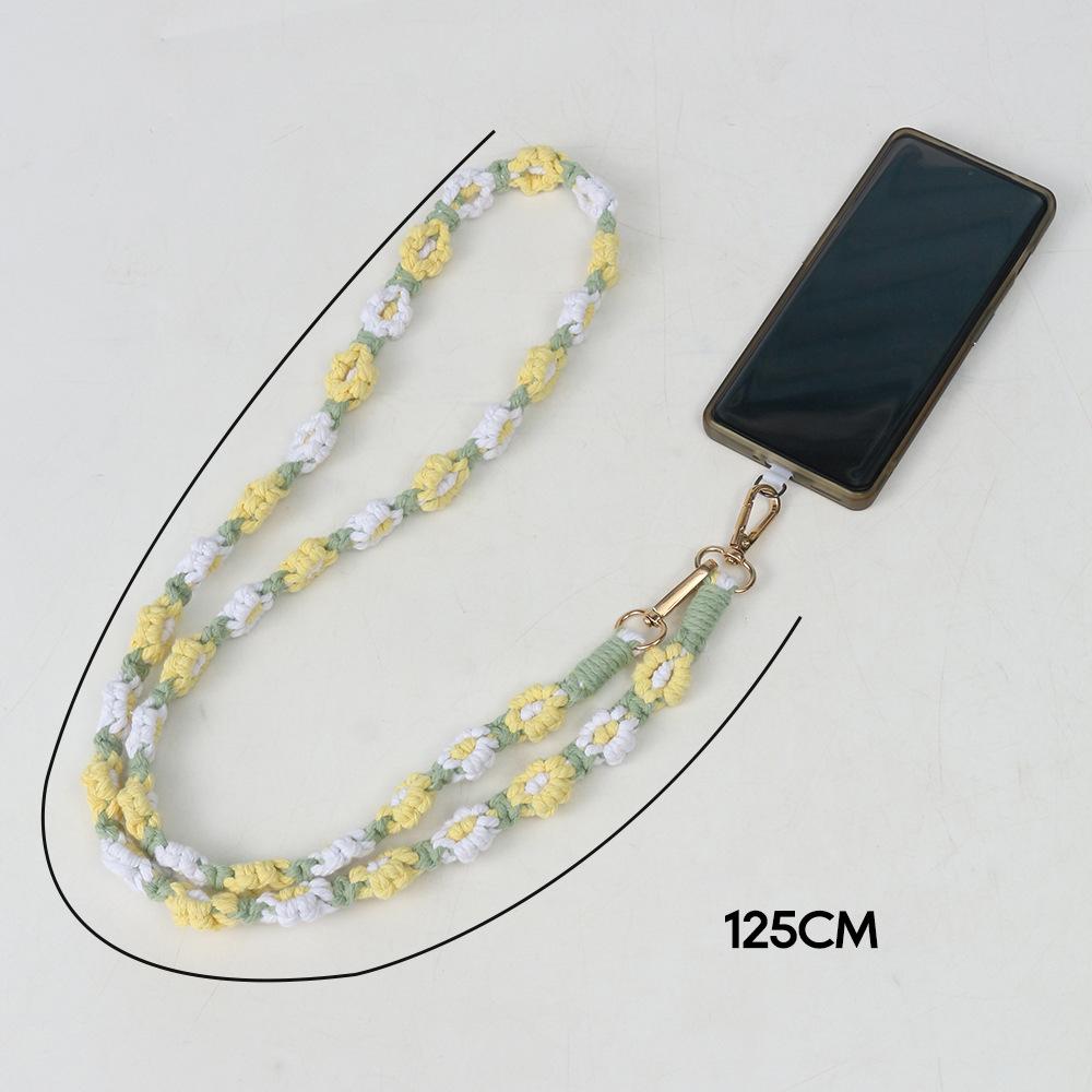 2025 Hand-woven Bag with Lanyard, Small Daisy Flower Decoration Certificate, Neck Chain Diagonally Across Mobile Phone Chain 120cm