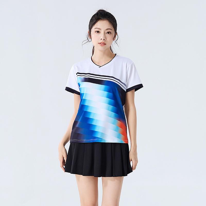 Womens Badminton Sport Set Quick-Dry Short Sleeve Top Skort Pants Training Competition Team Uniform