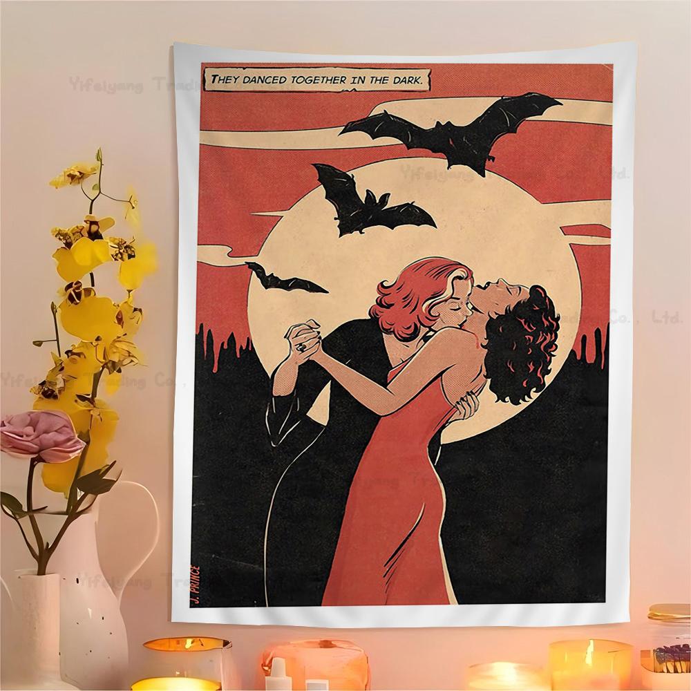 Cartoon Lesbian Kiss Girl Woman Hippie Wall Hanging Tapestries Bohemian Wall Tapestries Mandala INS Home Decor