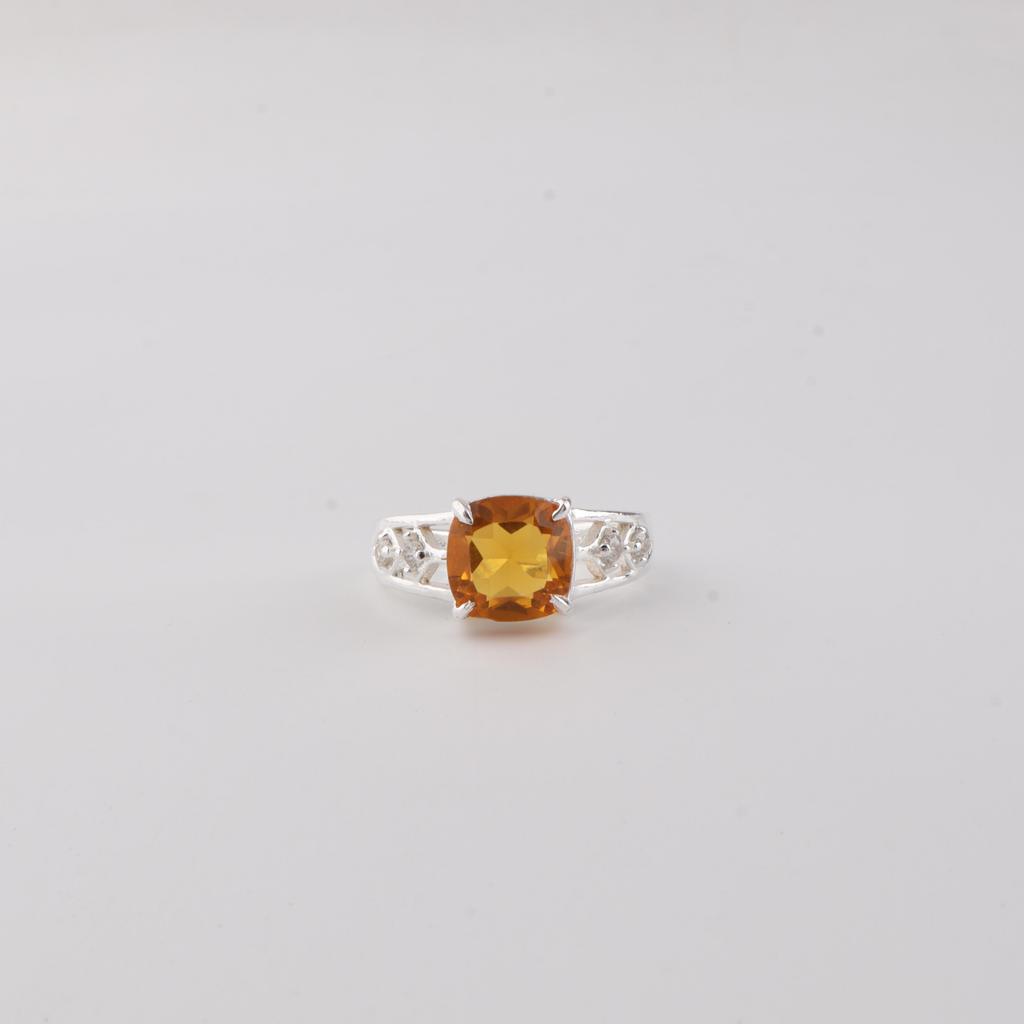 Citrine Gemstone 925 Sterling Silver Wedding Ring Designer Jewelry For Women CZR-15-1