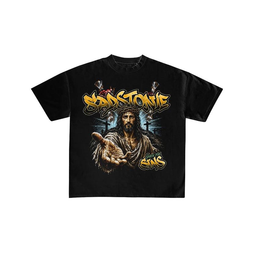 Jesus Given For Sins Black Graphic T-Shirt S
