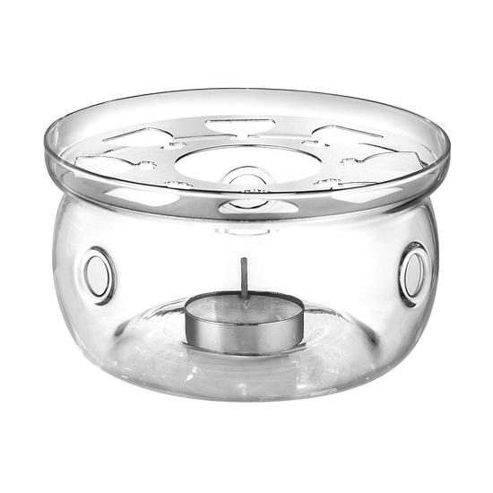 Octavius Borosilikatglas Teekanne/Kessel mit Hitzebeständigem Herausnehmbarem Edelstahl-Sieb und Stövchen | 2 Teelichter - 800 ml