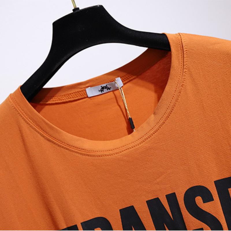 Letní dámské tričkové šaty velké velikosti Volné středně dlouhé šaty