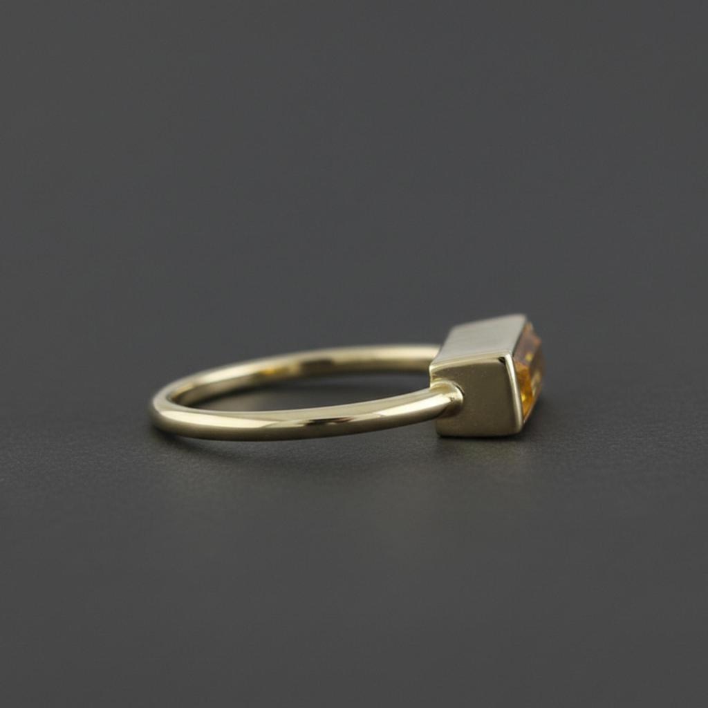 Baguette Citrine Stacking Ring, 925 Solid Sterling Silver, Minimalist Handmade Statement Ring, Everyday Wear Jewelry