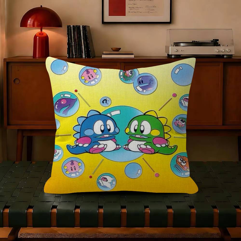 Puzzle Game B-Bubbles Bobble  Decorative Polyester Throw Pillow Cover Square Suitable for Home Office Coffee Shop Decor