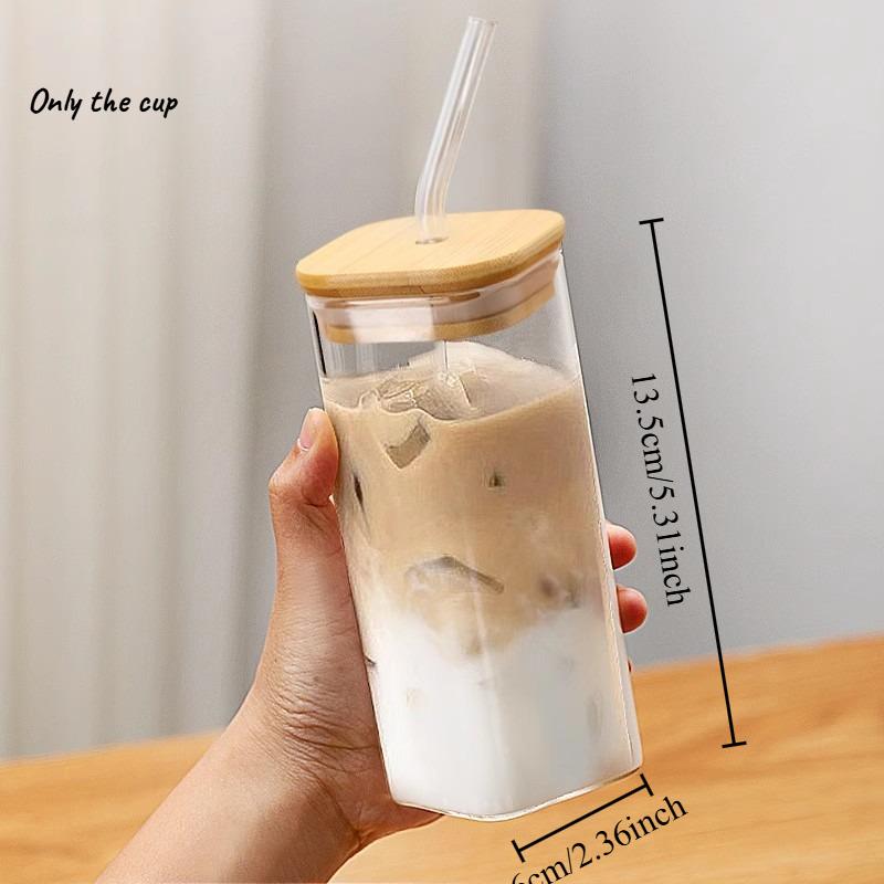 

Reusable Square Acrylic Tumbler Set with Straw & Lid Clear Iced Coffee Cup for Cold Drinks & Daily Use 301-400ml