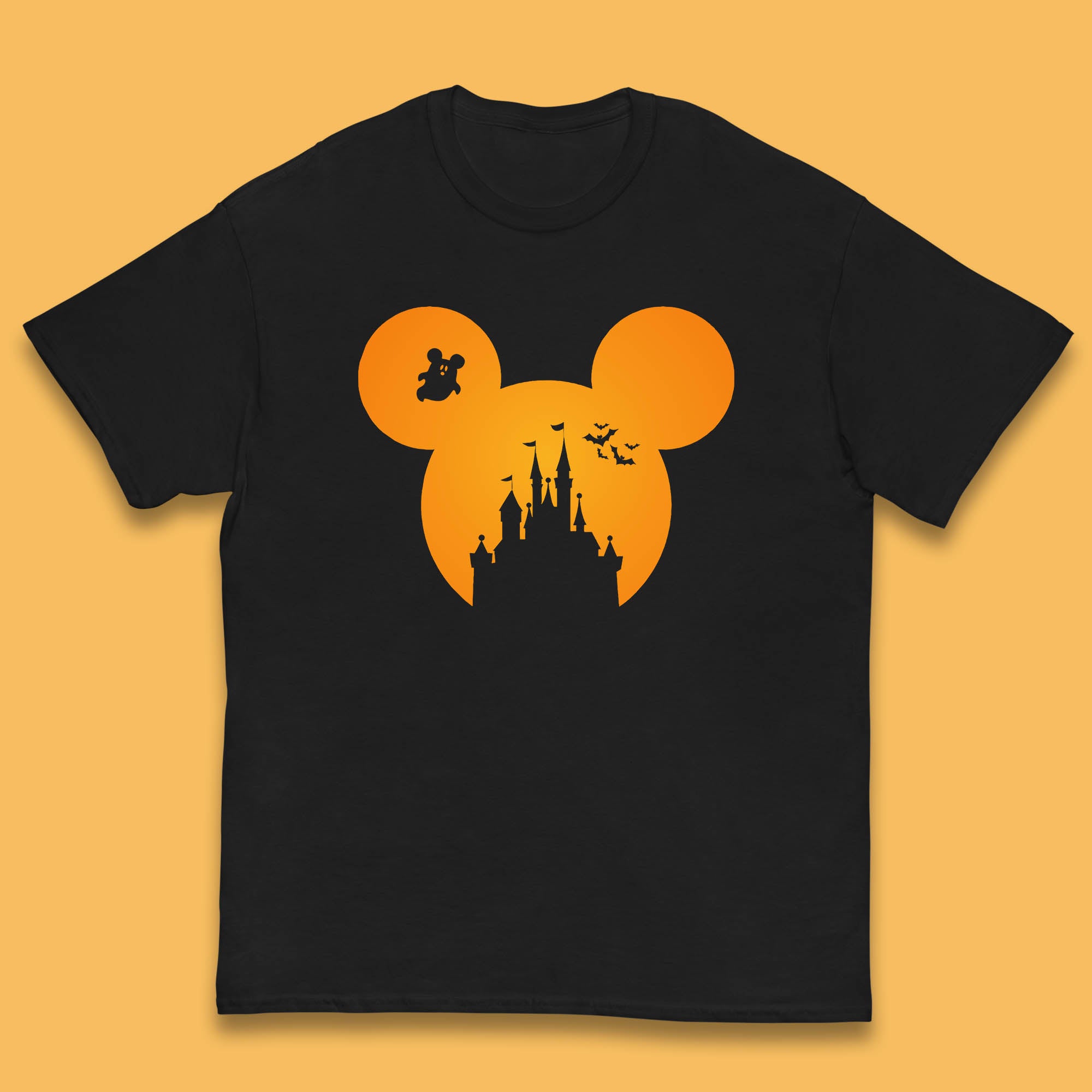 Disney Mickey Mouse Happy Halloween Disney Castle Halloween Scary Boo Flying Bats Kids T Shirt 130