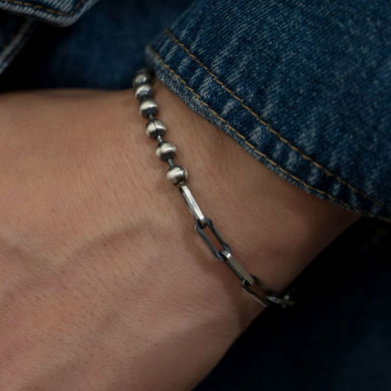 

HARANG HR 234B_Half & Half Chain Bracelet 18-19cm