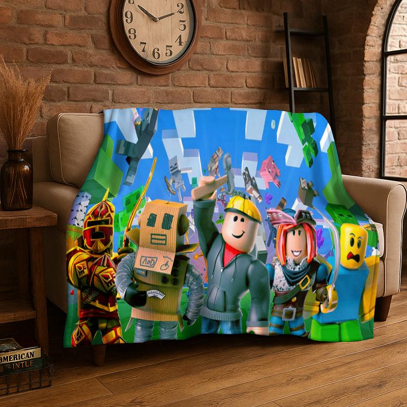

Cartoon R-Robloxs Game Gamer Flannel Blanket Soft Warm Throw Blanket for Bedroom Living Room Bed Travel Camping Picnic Gift 75x90cm