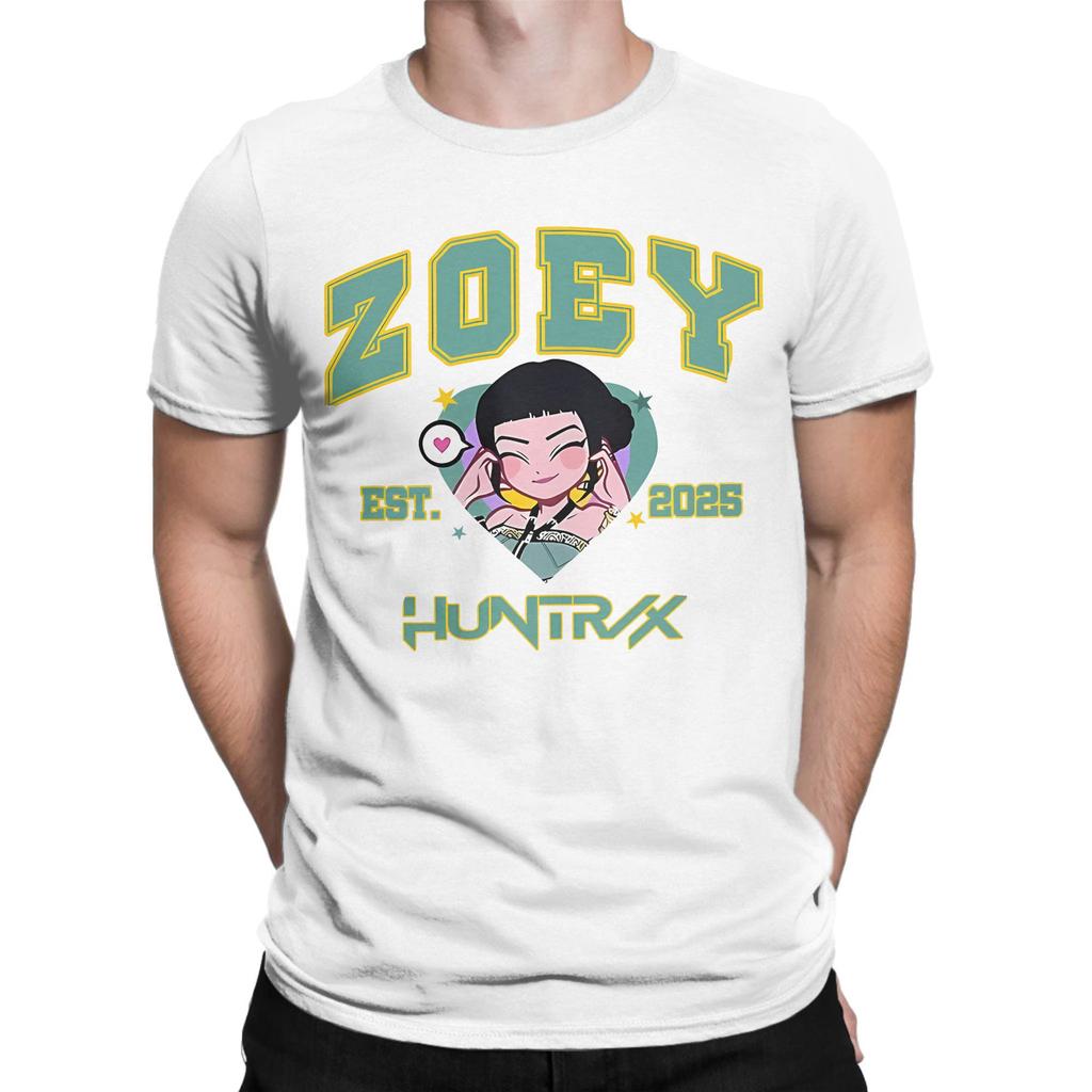 KPop Demon Hunters Huntrix Zoey Men T Shirt  Vintage Tee Shirt Short Sleeve Crewneck T-Shirts Pure Cotton Graphic Tops