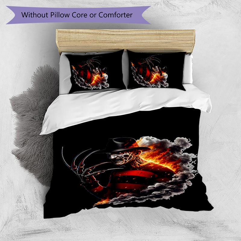 Freddy Krueger Printed 3PCS Bedding Set Soft Breathable Duvet Cover Pillowcases Set Washable Bedroom Decor Home Gift