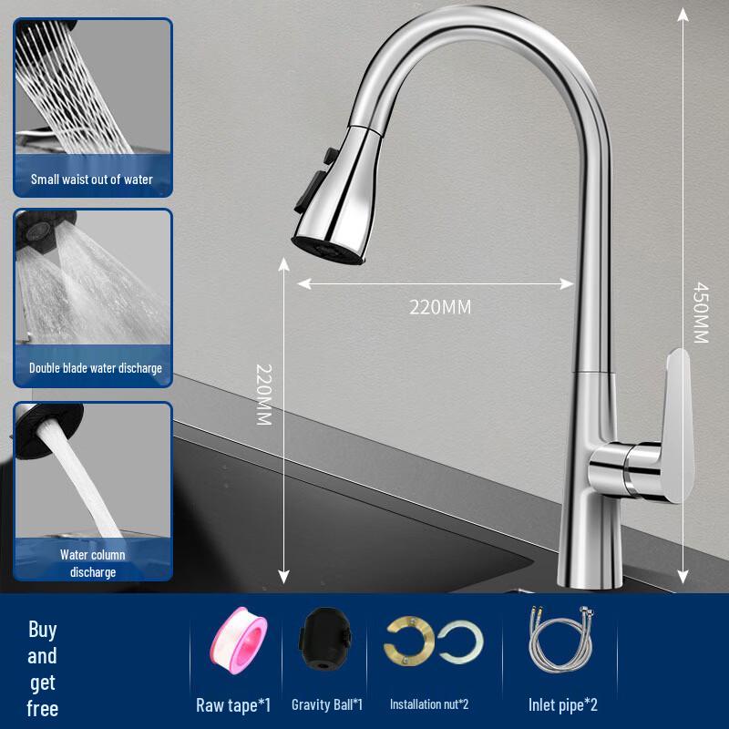 TLXT Wall-Mounted Pull-Out Kitchen Faucet